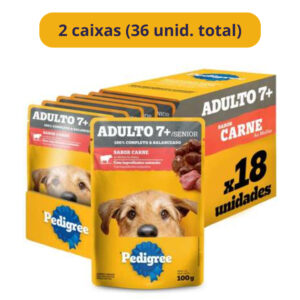 Ração Úmida Pedigree Carne ao Molho para Cães Adultos Sênior 7+ 100g - 36 Unid.