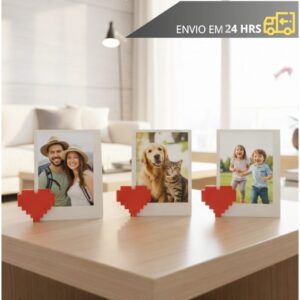 Suporte Porta Retrato Coração Vermelho