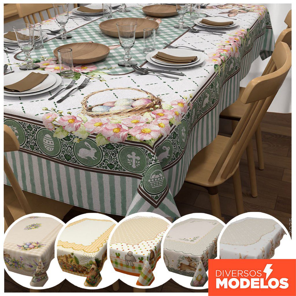 Toalha de Mesa Oxford 1,40m P?scoa - Decora??o 1 Toalha de Mesa Oxford 1,40m Páscoa - Decoração