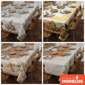 Toalha de Mesa Retangular Pássqua Oxford 1,40m x 2,10m