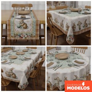 Toalhas para Mesa Páscoa Coelhos com Diversos Tamanhos  Decoração de Páscoa