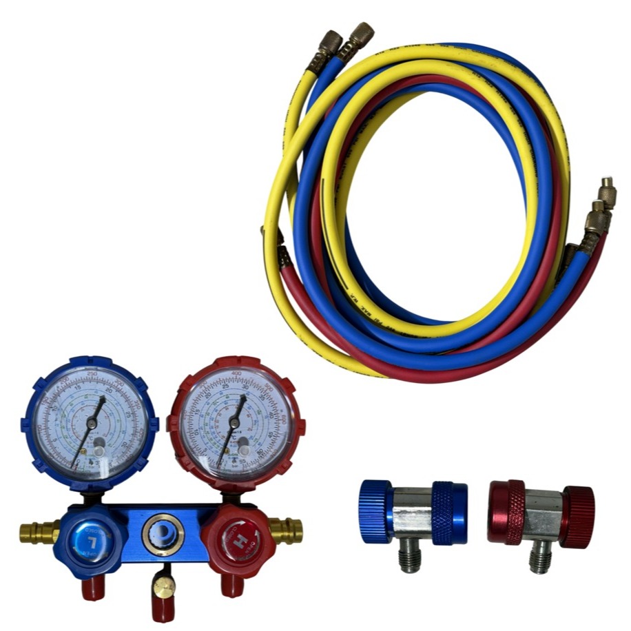 Manifold Ar Condicionado R134 2.5m Kit Completo 1 Manômetro Manifold Ar Condicionado 2.5mt R134 C/ Maleta
