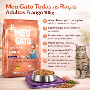 Ração Meu Gato Todas As Raças Adultos Frango 10,1kg