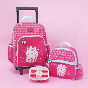 Conjunto Mochila com Rodinhas e Lancheira Térmica com Pote p/ Lanche - Jacki Design