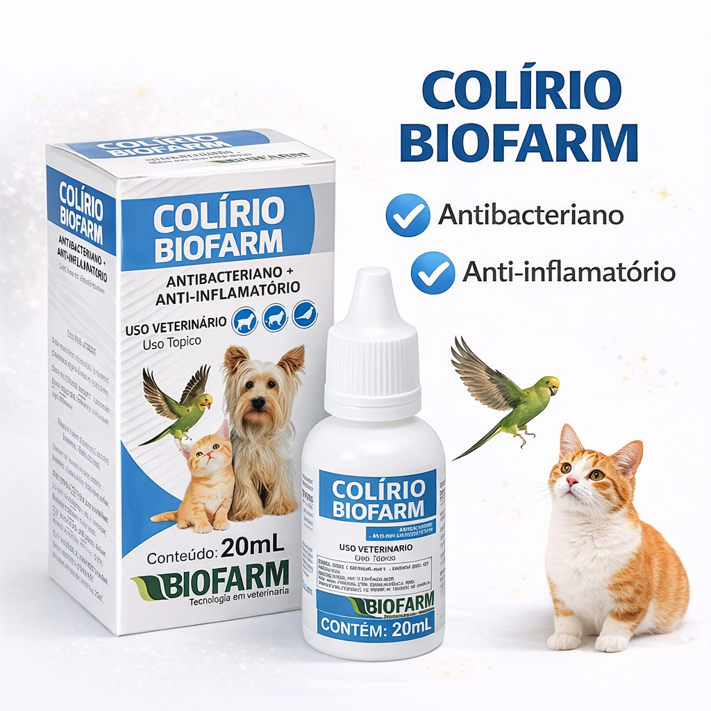 Col?rio Antibacteriano Pet Biofarm 20ml 1 Colírio Biofarm Pets 20ml Antibacteriano + Anti-inflamatório