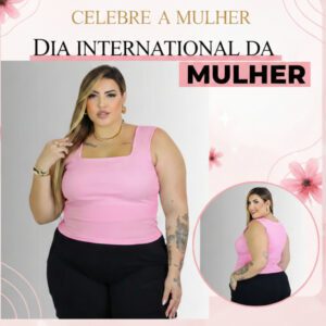 Regata Plus Size Gola Quadrada Verão Elástica