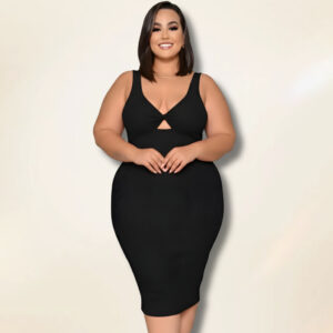 Vestido Plus Size Decote V Elegante