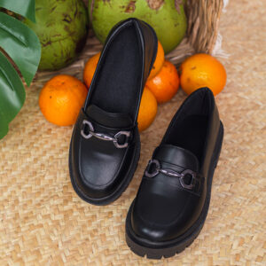 Mocassim Feminino Corrente Bico Redondo Antiderrapante