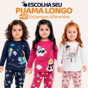 Pijama Infantil Algodão Manga Longa 1 a 8 Anos
