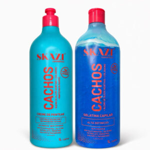 Kit Cachos SKAZI Creme de Pentear + Gelatina Capilar 1L Definição Antifrizz Nutrição Cabelos Cacheados