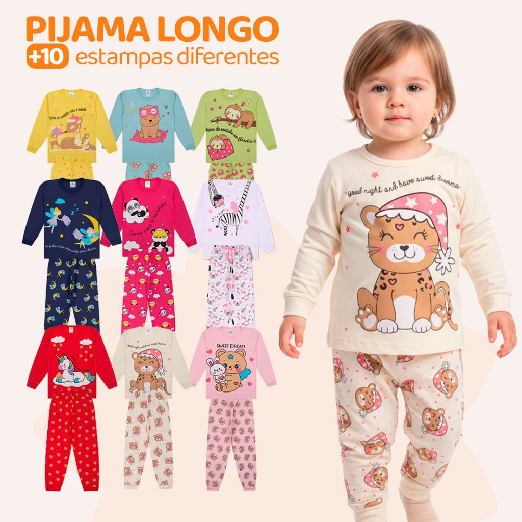 Pijamas Manga Longa Algod?o Beb? Infantil 1 Pijamas Manga Longa Algodão Bebê Infantil