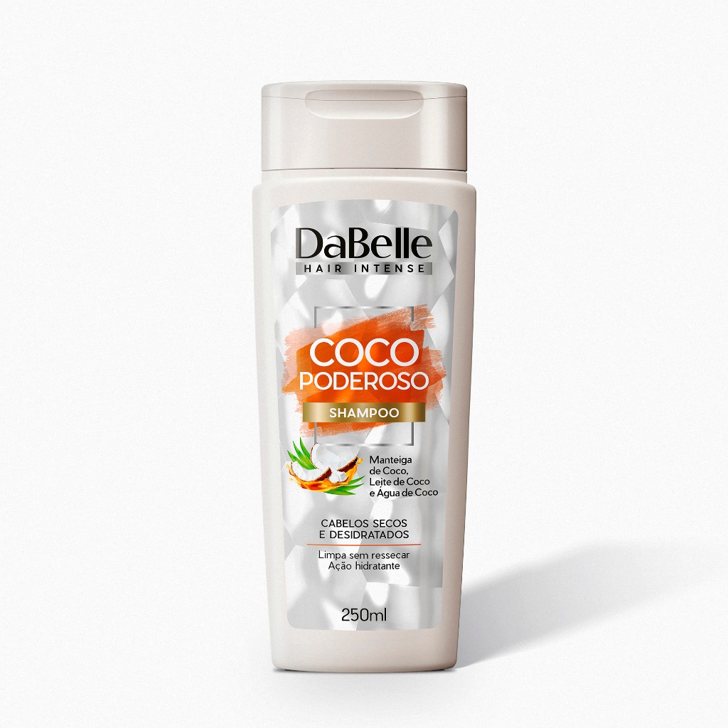 Shampoo Coco Poderoso - Hidratação e Brilho 1 Shampoo Coco Poderoso DaBelle 250ml