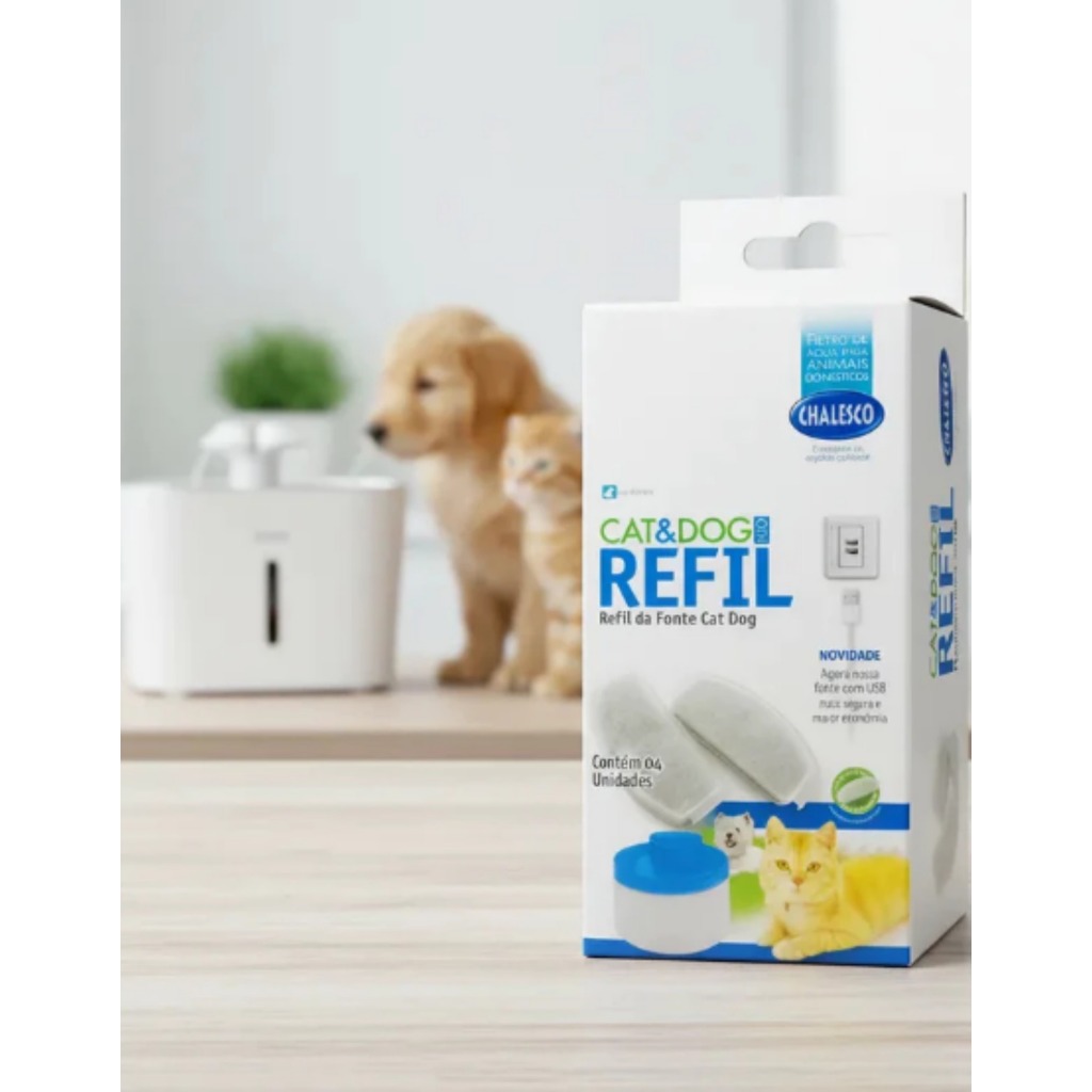 Refil Filtro Fonte Animais Chalesco 4 Unidades 1 Refil Filtro De Fonte Para Animais Com 4 Unidades Chalesco