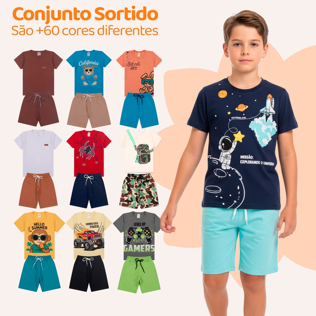 Kit Roupas Menino Infantil - 6/10/20 Pe?as 1 Kit Infantil 6, 10 ou 20 Peças De Roupas Menino Infantil Roupas Sortidas Para Meninos Infantil Masculino Roupa de Calor