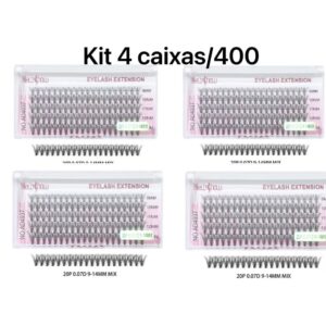Cílios Tufos Volume Russo 9-14mm Kit 4 Caixas