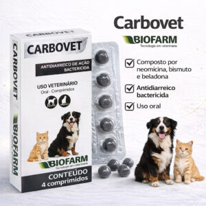 Carbovet Antidiarreico Bactericida Cartela C/ 20 Comprimidos