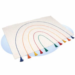 Tapete Infantil Boho Arco-Íris com Pompom