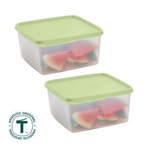 Kit com 2 Potes Herméticos Tupperware Basic Line Transparente 1,2L