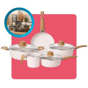 Conjunto Panelas Cerâmica 5 Peças Indução