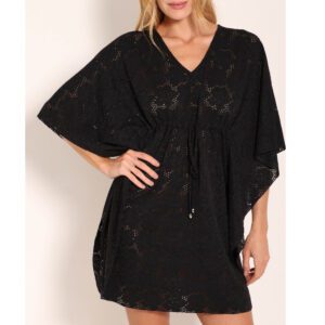 Vestido Saída de Praia Laise Bordado Manga Morcego