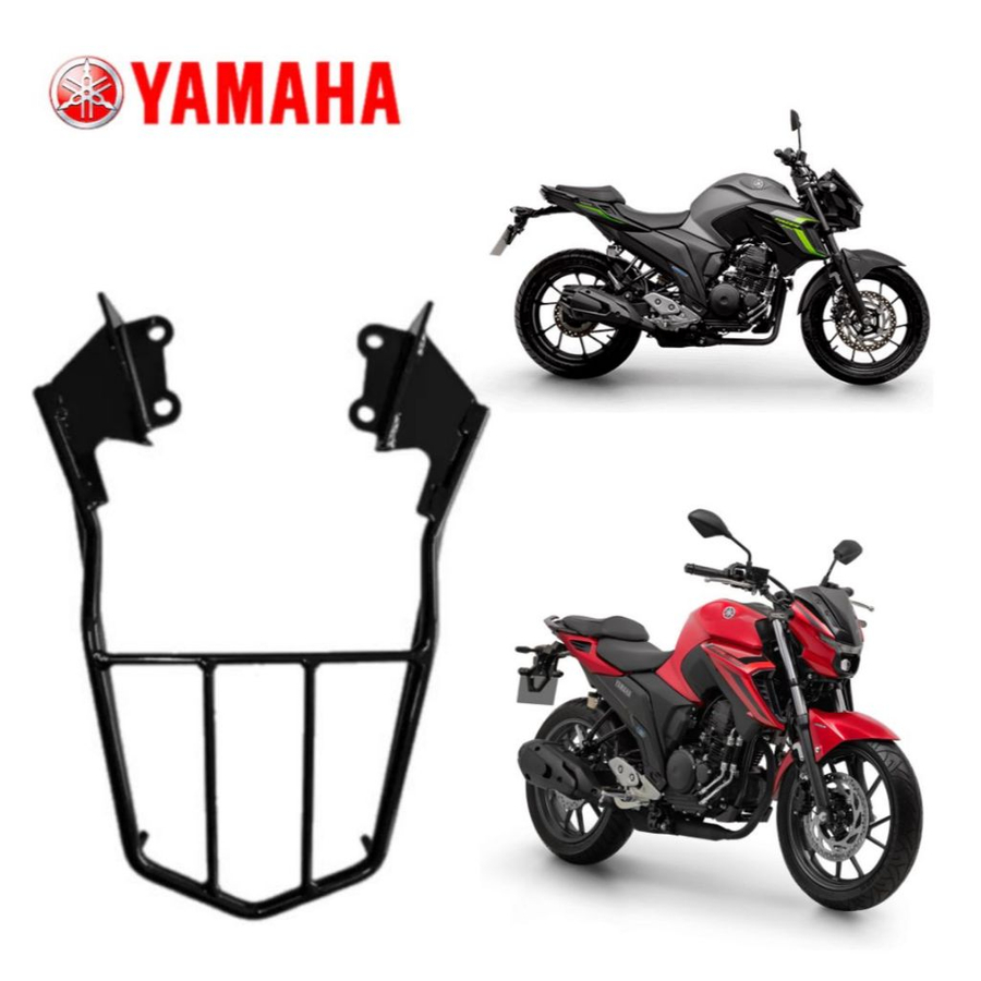 Suporte Bau Yamaha Fazer 250 Preto 1 Suporte P/ Bau Bagageiro Grelha Churrasqueira FAZER FZ25 MODELO 18/25 PRETO (MACICO)