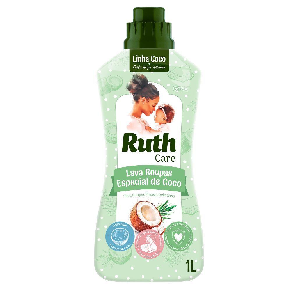 Lava Roupas L?quido Coco Ruth 1L - Limpeza Profunda 1 Lava Roupas Líquido Coco Ruth 1L - Limpeza Profunda