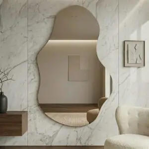 Espelho Orgânico 70x50cm Polido com Suporte de Parede