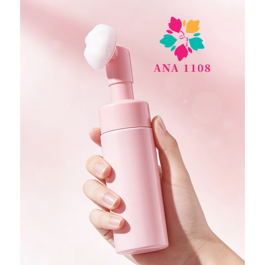 Frasco Pump Espumador Silicone - 100/150ml 1 New Show PUMP COM ESCOVA DE SILICONE PARA LIMPEZA FACIAL SKINCARE 100MLRosa E 150MLRosa/Branco