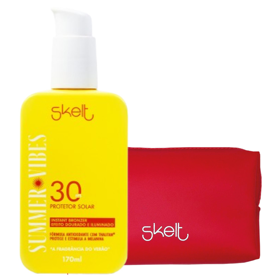 Kit Protetor Solar FPS 30 + Necessaire 1 Kit Summer Vibes FPS 30 + Necessaire Vermelha