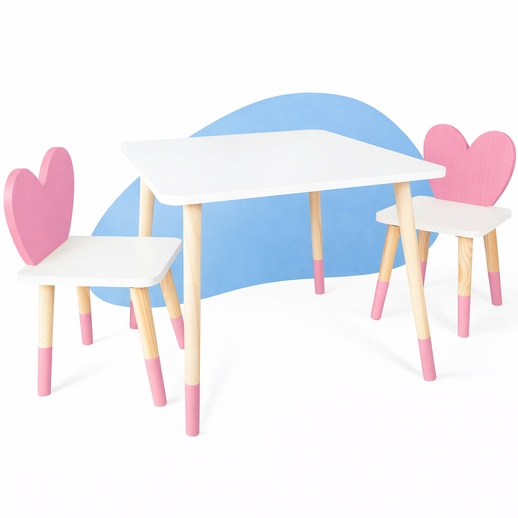 Mesa e Cadeira Infantil Cora??o - MDF 1 Mesa e Cadeira Infantil Coração - MDF