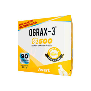 Ograx 3 500mg - Suplemento Pele e Pelagem Cães/Gatos