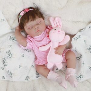 Bebê Reborn 48cm Boneca 100% Silicone Realista Menina com Olhos Fechados Brastoy