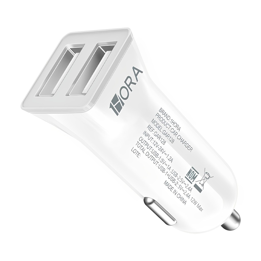 Carregador Veicular USB 2.4A Branco 1 Carregador Veicular USB 2.4A Branco