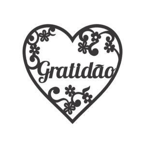Quadro Decorativo MDF Coração Gratidão Preto
