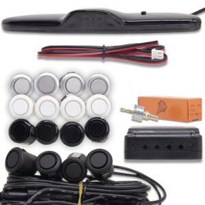 Sensor de Ré Estacionamento KX3 Universal 4 Pontos com Visor Display Slim LED Colorido Digital