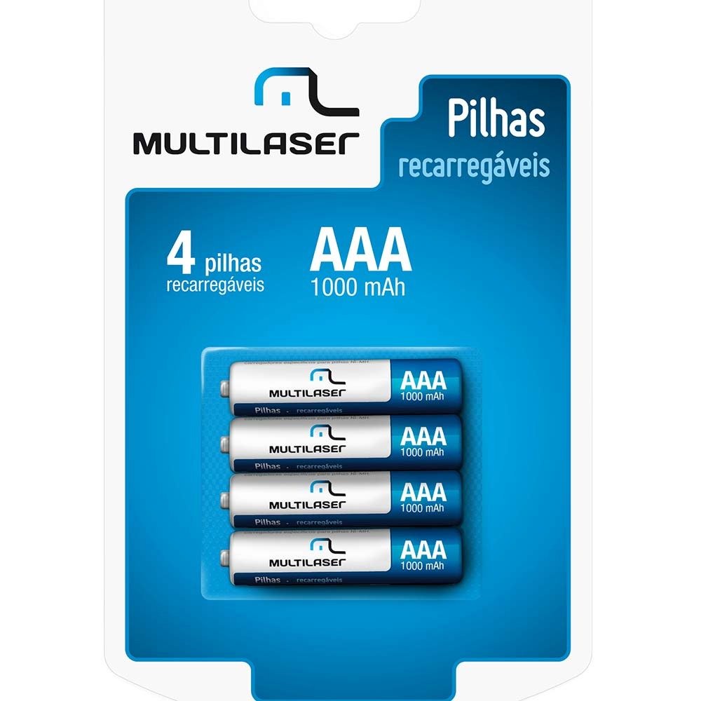 Pilhas Recarregáveis AAA 1000mAh Multilaser 1 Pilhas Recarregáveis AAA 1000mAh Multilaser