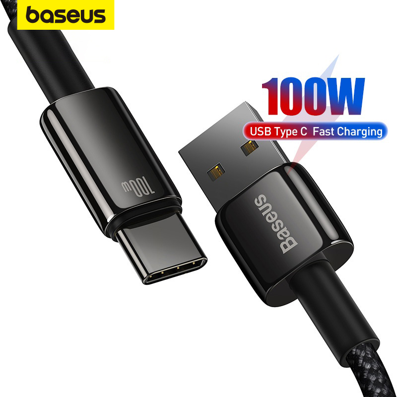 Cabo Carregamento USB-C 100W Baseus 1m/2m 1 Baseus Cabo De Carregamento De 100W USB Tipo C Para Huawei P30 Realme