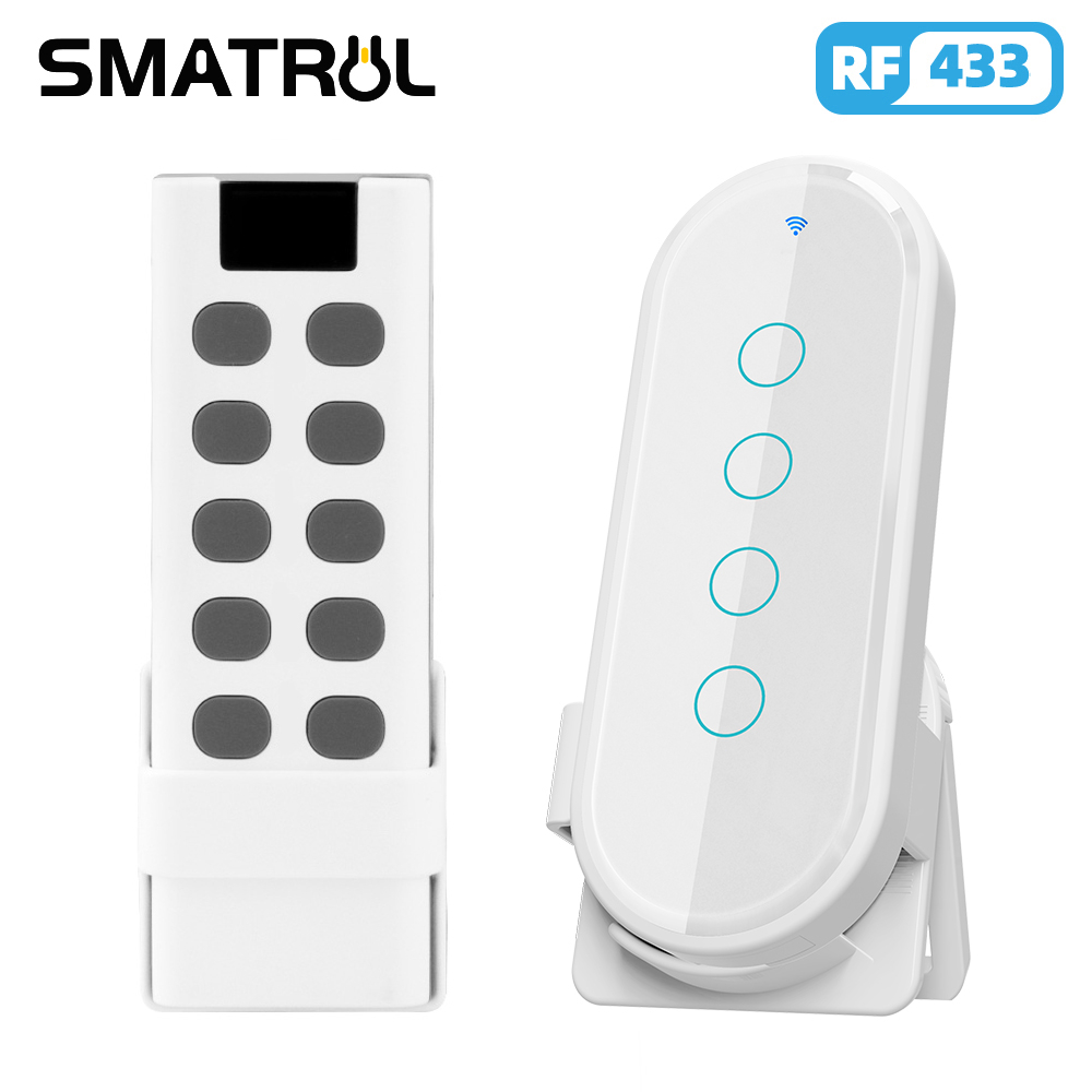 Controle Remoto RF 433MHz 8 Bot?es 1 SMATRUL Smart home Novo 433MHz 8 Botão EV1527 Código Chave De Controle Remoto Transmissor RF De Alta Potência E Oito Teclas Sem Fio Com Tampa push