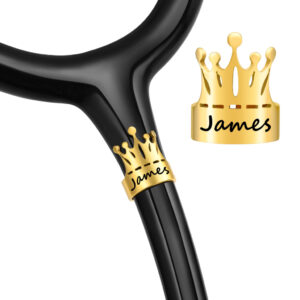 Pingente Estetoscópio Vnox Free Engraved Name Pendant , Acessório De Coroa De Aço Inoxidável , Presente De Identificação Personalizado Para Médicos E Enfermeiros