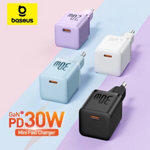Baseus GaN5 Mini Carregador Rápido Portátil 20W / 30W Para iPhone 15 14 13 12 11 Pro Max