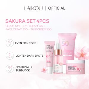 LAIKOU 4 Peças Creme Removedora De Rejuvenescimento Do Protetor Solar Sakura SPF50