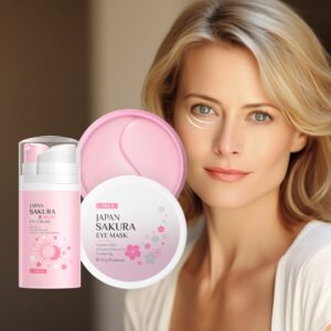 Conjunto De Rugas Oftálmicas Anti Envelhecimento LAIKOU Japão Sakura Creme Oftálmico Dia E Noite + Máscara Oftálmica 25 Pares-Hidratante Iluminador Nutritivo Da Área Para A Combinação De Brilho Seco Oi