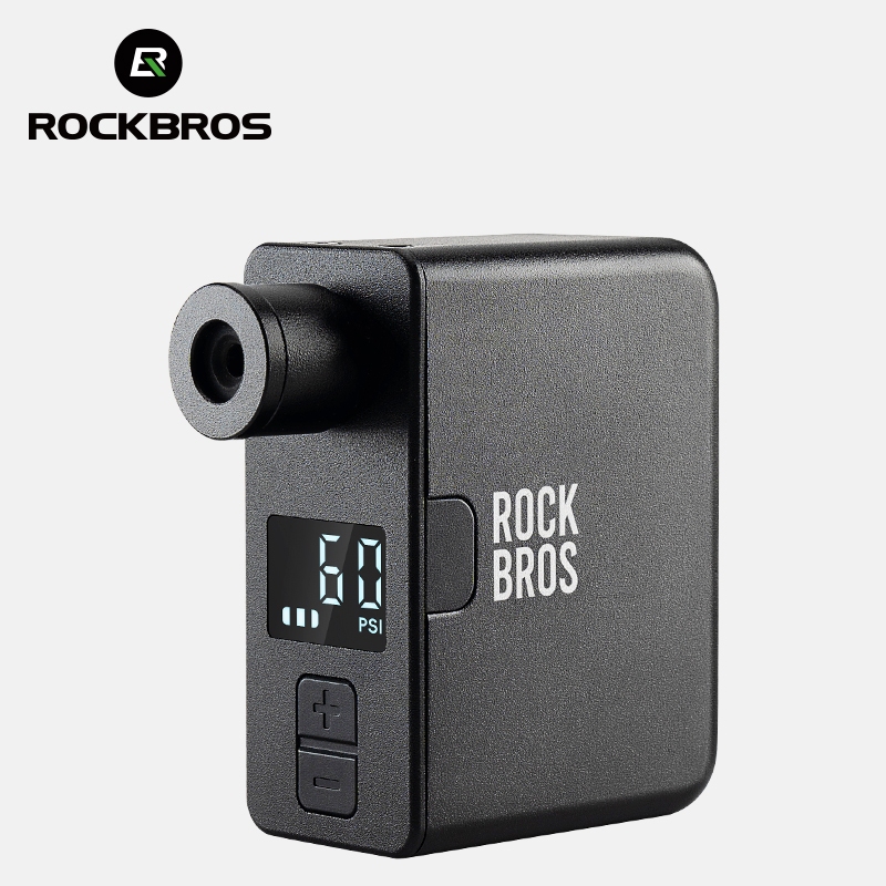 Bomba de Ar El?trica Digital 120PSI 1 Bomba De Ar Elétrica ROCKBROS 120PSI Display Digital De Pressão Ajustável Bicicleta De Longa Duração Equipamento De Ciclismo Com