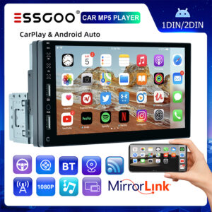 (Do São Paulo) ESSGOO Rádio De Carro 1 Din 7 " Tela Sensível Ao Toque Central Multimídia MP5 Receptor Vedio Bluetooth FM