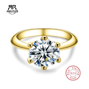 AnuClub Aliança Moissanita Corte circular 2~3ct D/VVS1 Prata 925 - Kit Aniversário Compromisso Frete Grátis