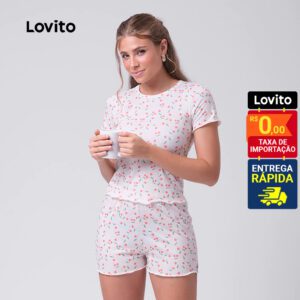 Pijama Feminino Estampado Frutas e Vegetais