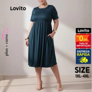 Vestido Midi Plus Size com Bolsos LB290