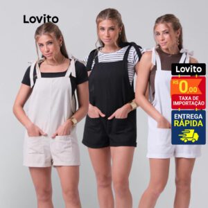 Macacão Curto Alfaiataria Poliéster Feminino