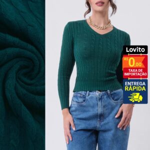 Suéter Liso Feminino Casual Poliéster