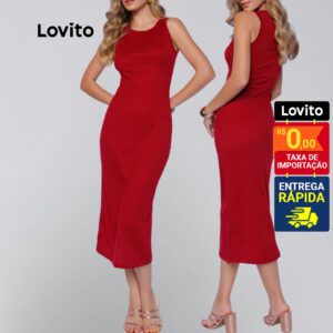Vestido Midi Vermelho Casual Feminino